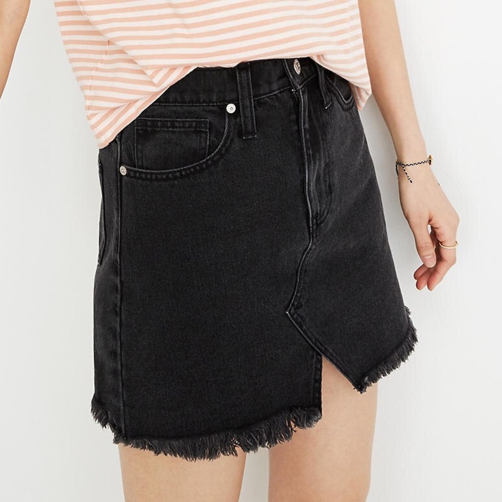 Madewell Rigid Denim A Line Skirt 29 Black NWT